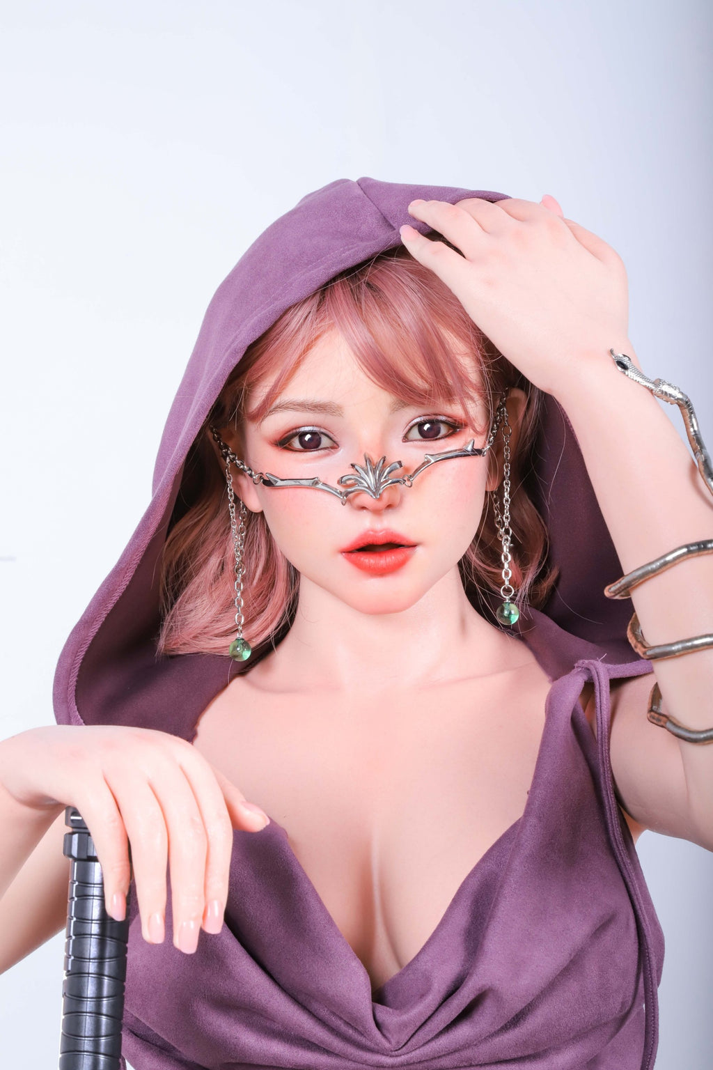 AQ-3  Selena 157cm G-Cup Silicone Lifesize Stage Style Purple Outfit Full Body Poseable Companion Doll