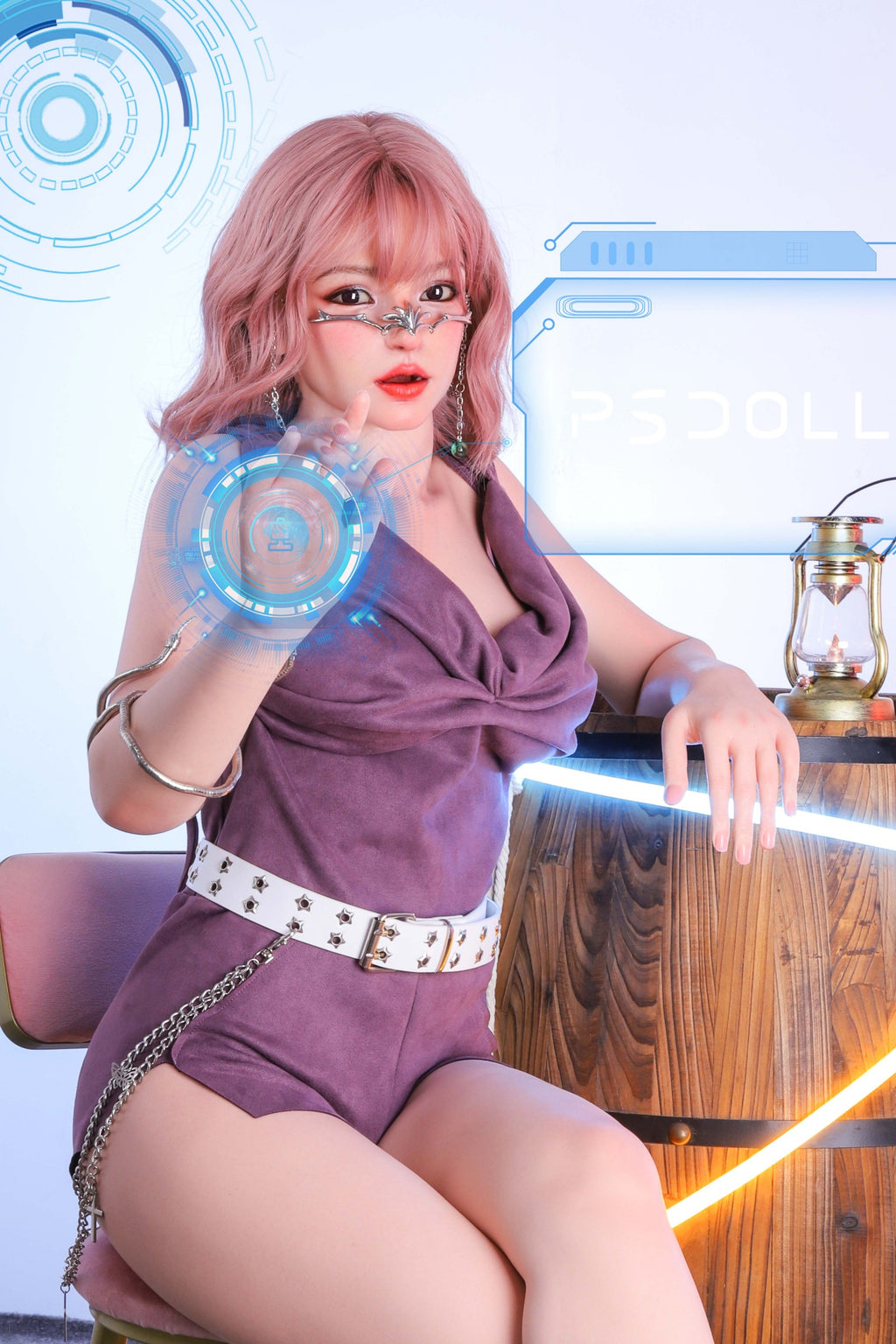 AQ-3  Selena 157cm G-Cup Silicone Lifesize Stage Style Purple Outfit Full Body Poseable Companion Doll