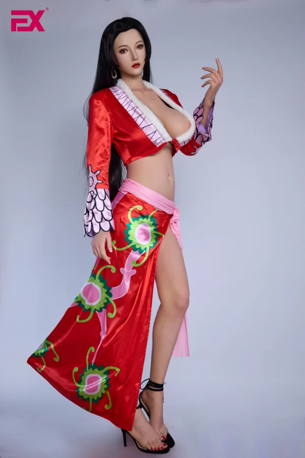 Amelia, with long, jet-black hair, is a 170cm tall One Piece-themed sex doll.