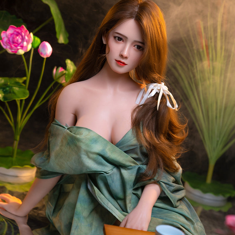 Leah C., Asian, 163cm long-haired, realistic silicone sex doll series.