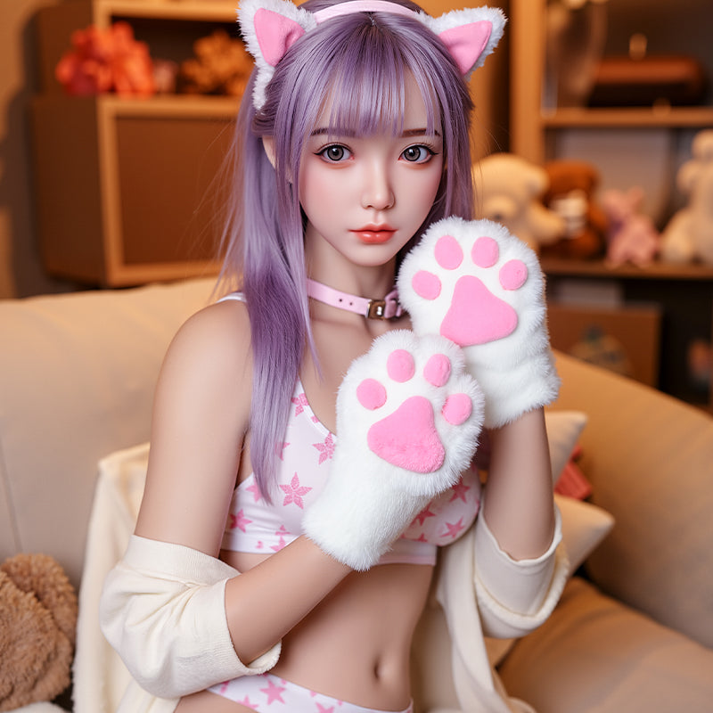 Skye H. Asian Volleyball Babe Pink Cat Ear Realistic Silicone Sex Doll Series