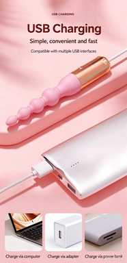 Silicone Vibrating Anal Beads, Waterproof Rechargeable Butt Plug Massager