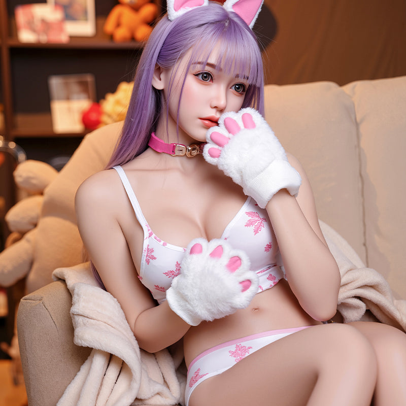 Skye H. Asian Volleyball Babe Pink Cat Ear Realistic Silicone Sex Doll Series