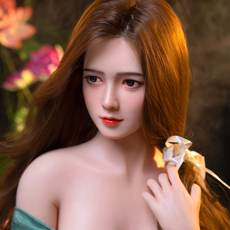 Leah C., Asian, 163cm long-haired, realistic silicone sex doll series.