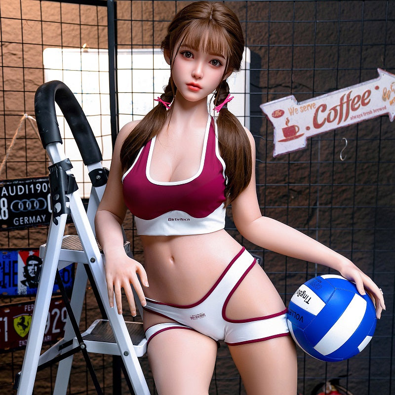 Skye H. Asian Volleyball Babe Pink Cat Ear Realistic Silicone Sex Doll Series