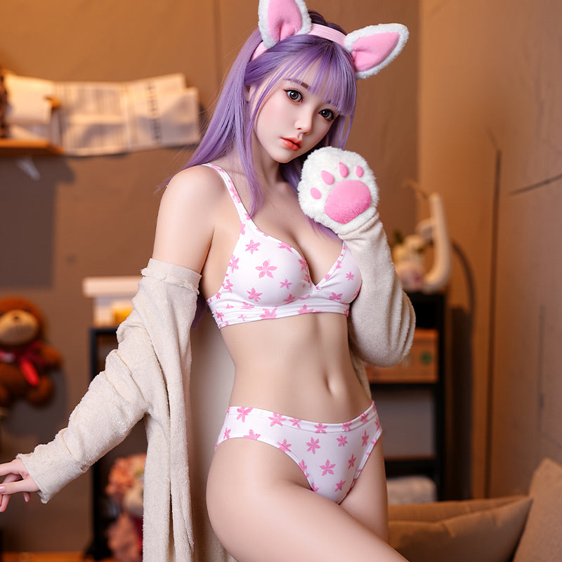 Skye H. Asian Volleyball Babe Pink Cat Ear Realistic Silicone Sex Doll Series