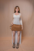 AU-3   Lila  G-Cup Silicone Lifesize Casual Daily Style Knit Cardigan Brown Skirt Full Body Poseable Companion Doll