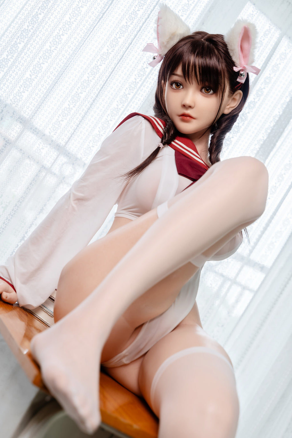 AE-3  Neko 155cm E-Cup Organic Silicone PRO Lifesize Anime JK Neko Style Female Doll