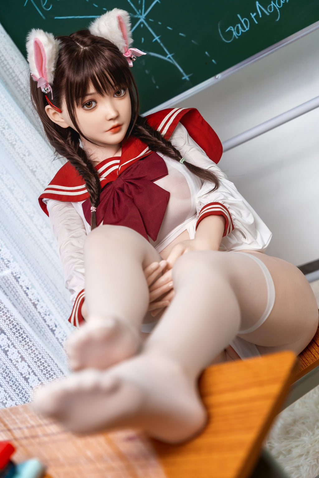 AE-3  Neko 155cm E-Cup Organic Silicone PRO Lifesize Anime JK Neko Style Female Doll