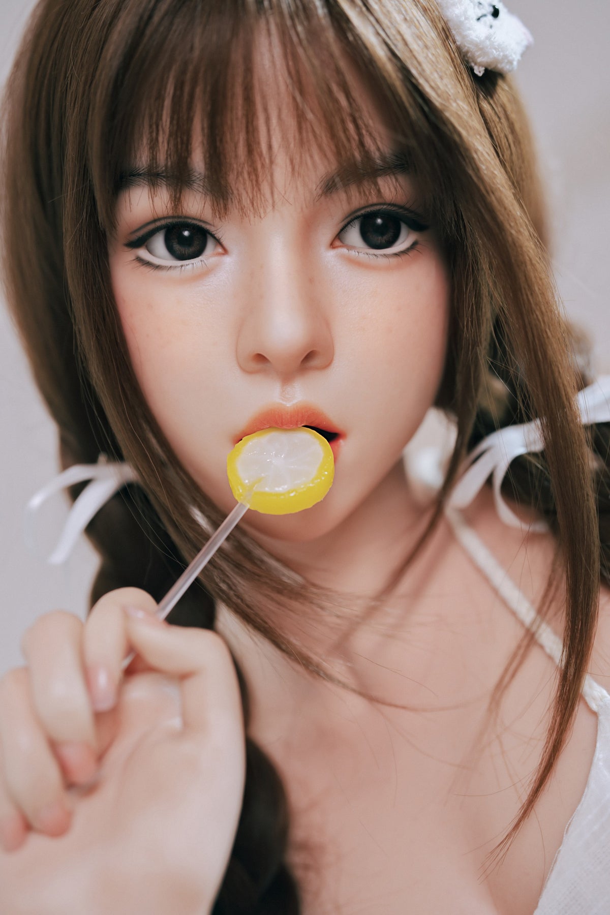 AM-3  Nami-2 151cm D-Cup Silicone Lifesize Cute Braid Girl White Slip Dress Full Body Poseable Companion Doll