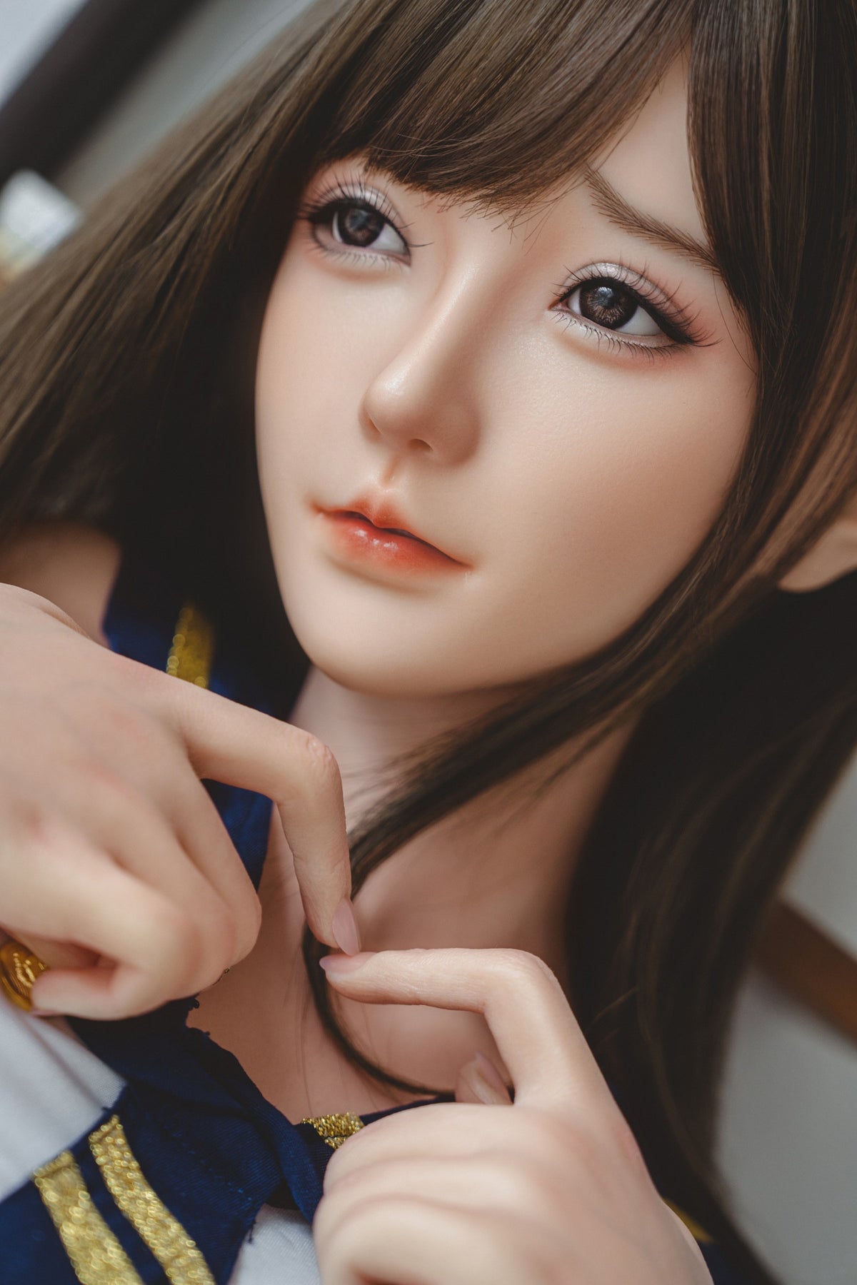 AZ-3   Aoi  D-Cup Silicone Lifesize Japanese Sailor Cosplay Style Long Dark Brown Hair Full Body Poseable Companion Doll