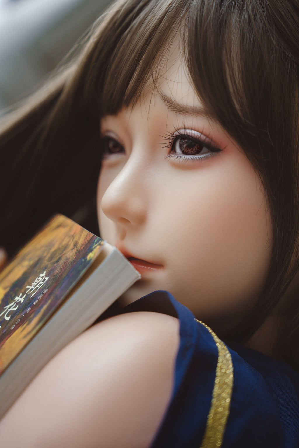AZ-3   Aoi  D-Cup Silicone Lifesize Japanese Sailor Cosplay Style Long Dark Brown Hair Full Body Poseable Companion Doll