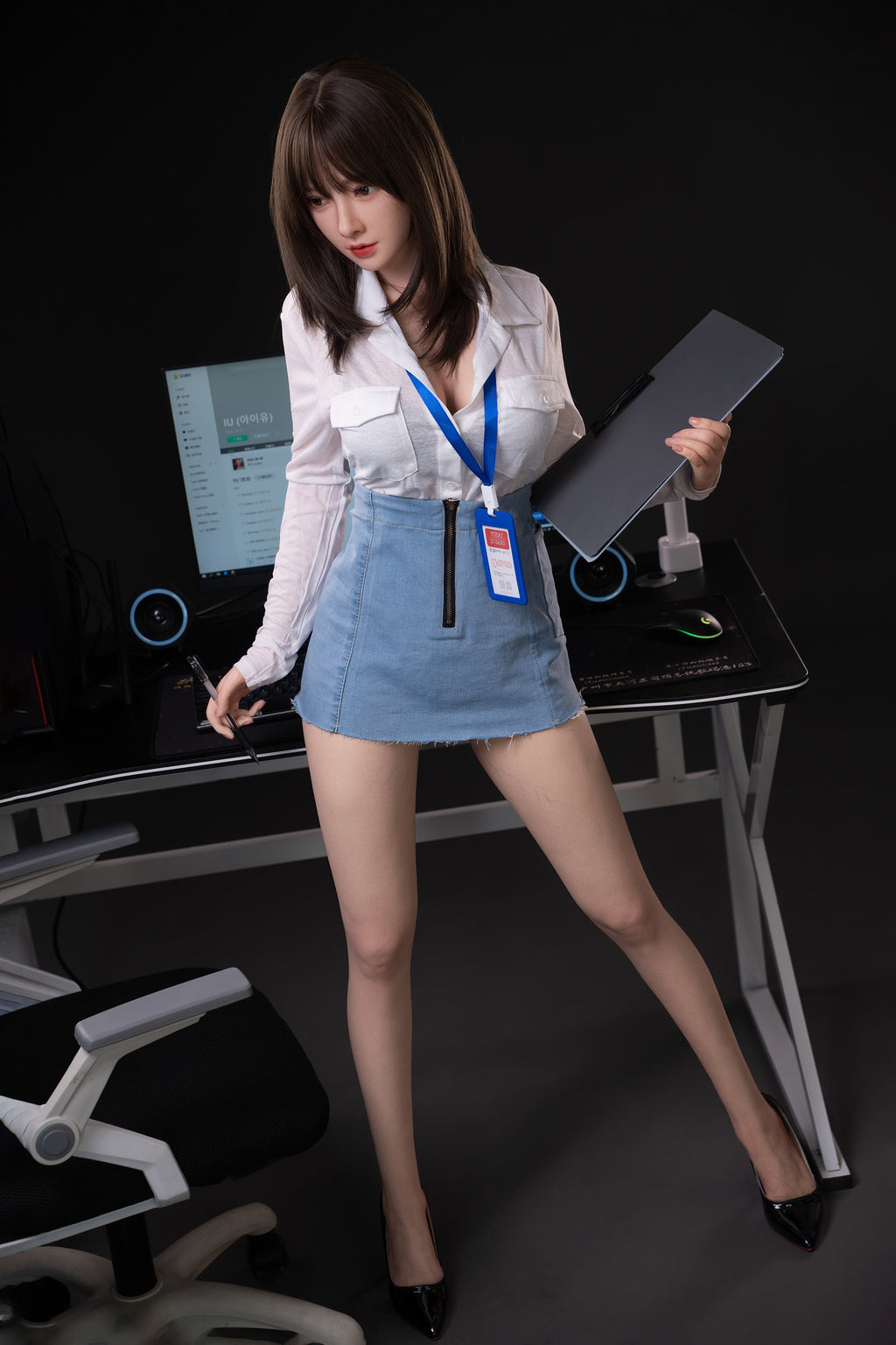 AG-6  AYQ  E Cup Japanese Sweet Office Lady Style Lifesize Companion Doll Realistic Silicone Head TPE Body