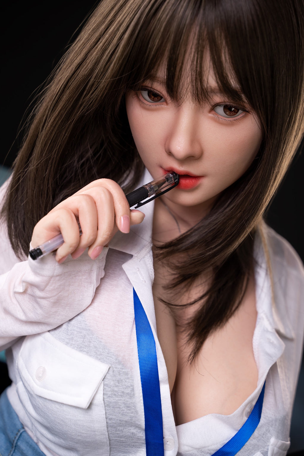 AG-6  AYQ  E Cup Japanese Sweet Office Lady Style Lifesize Companion Doll Realistic Silicone Head TPE Body