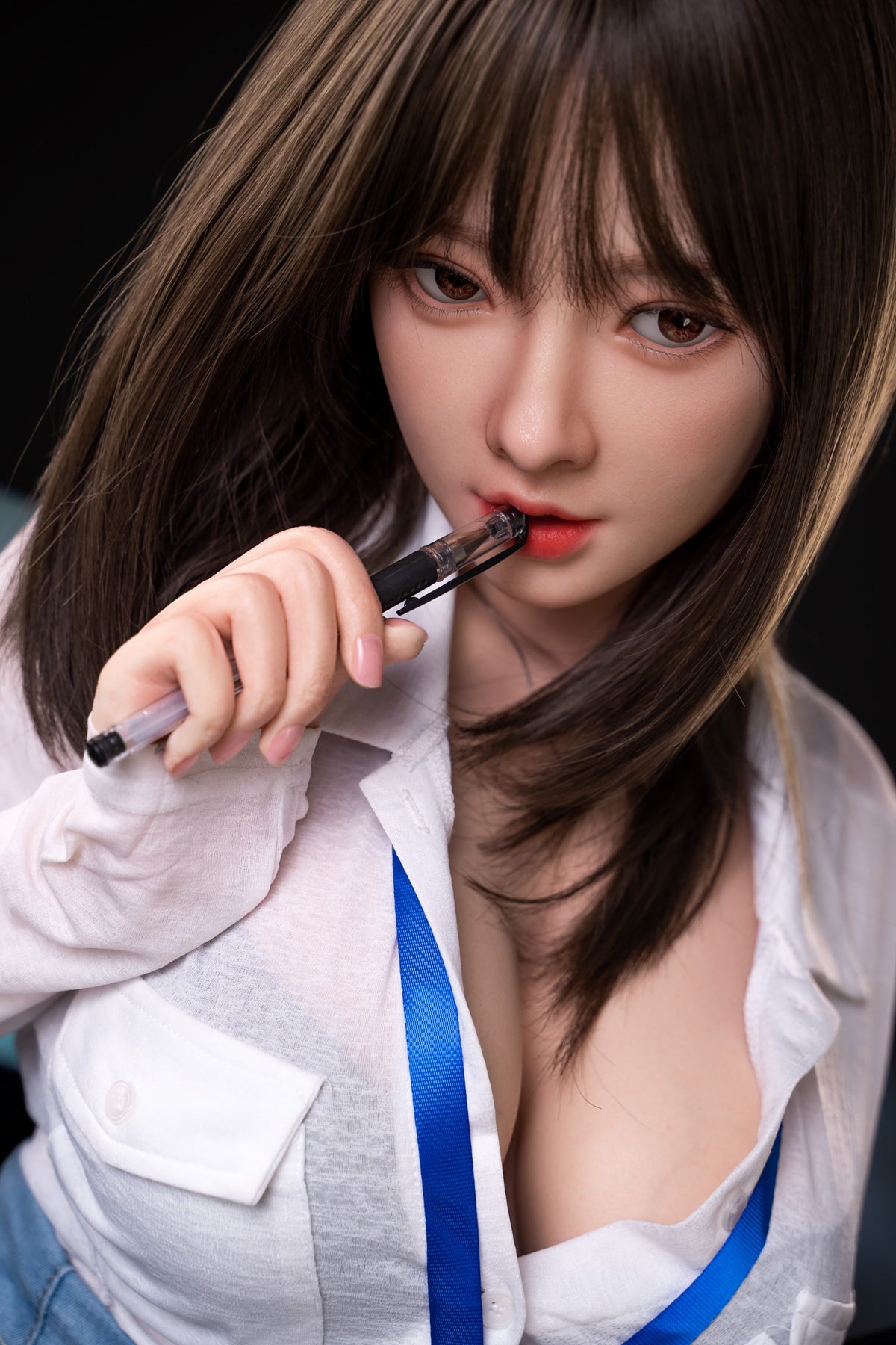 AG-6  AYQ  E Cup Japanese Sweet Office Lady Style Lifesize Companion Doll Realistic Silicone Head TPE Body