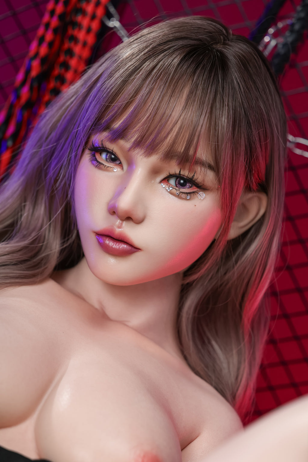 AY-3   Zara G-Cup Silicone Lifesize Cosplay Uniform Style Long Ash Brown Hair Mesh Top Full Body Poseable Companion Doll