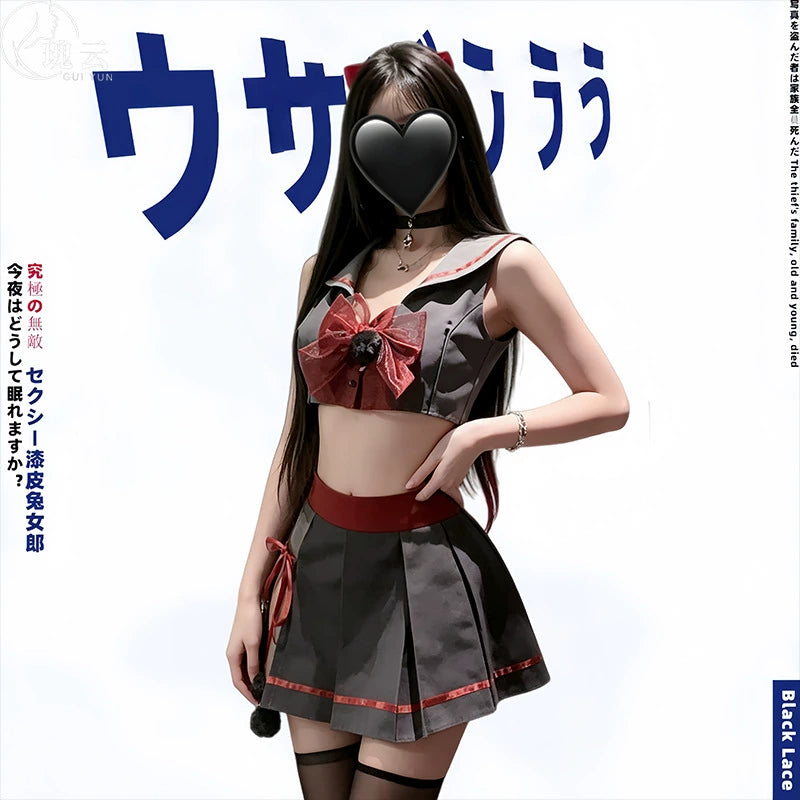 Dark JK Sailor Role Play Costume, Bow Pleated Skirt Lingerie Set