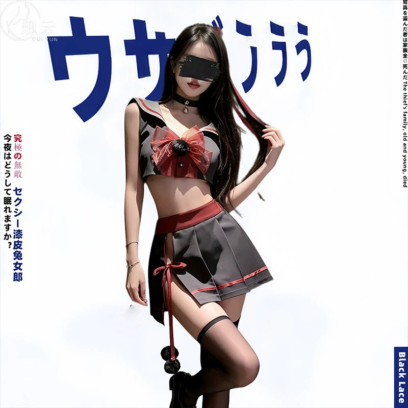 Dark JK Sailor Role Play Costume, Bow Pleated Skirt Lingerie Set