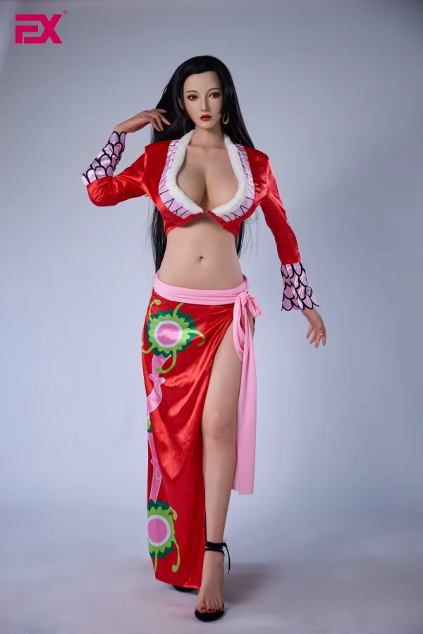 Amelia, with long, jet-black hair, is a 170cm tall One Piece-themed sex doll.