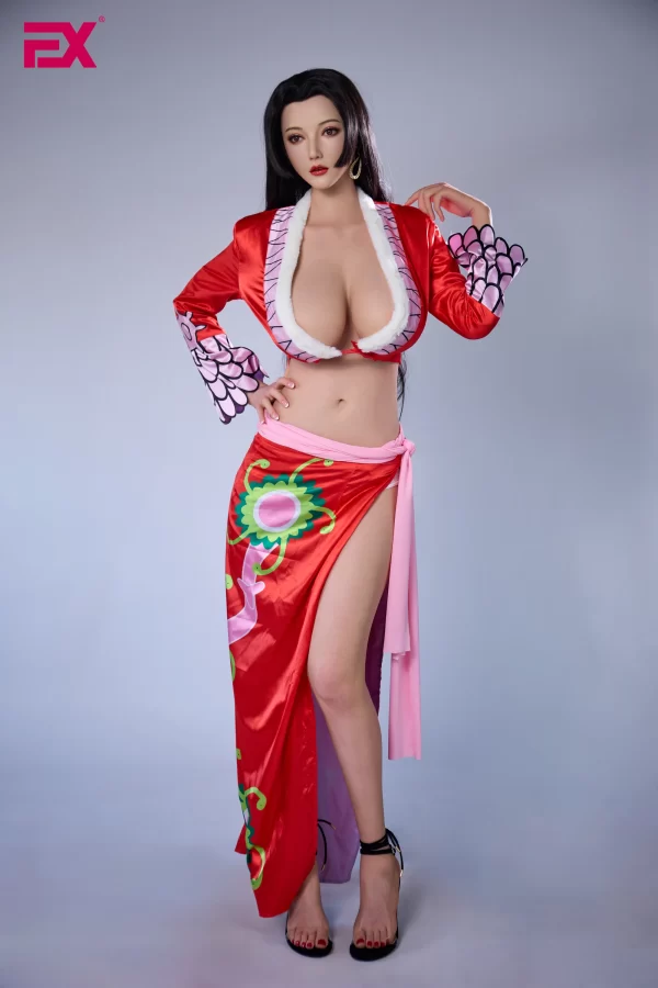 Amelia, with long, jet-black hair, is a 170cm tall One Piece-themed sex doll.
