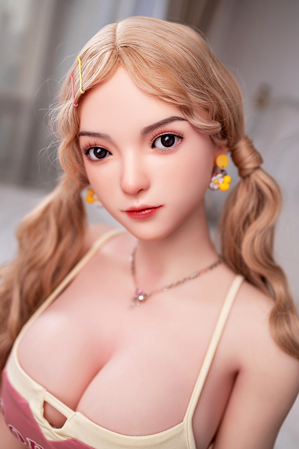 AJ-3  Lumi 154cm F-Cup Silicone Lifesize Casual Blonde Curly Hair Full Body Poseable Companion Doll