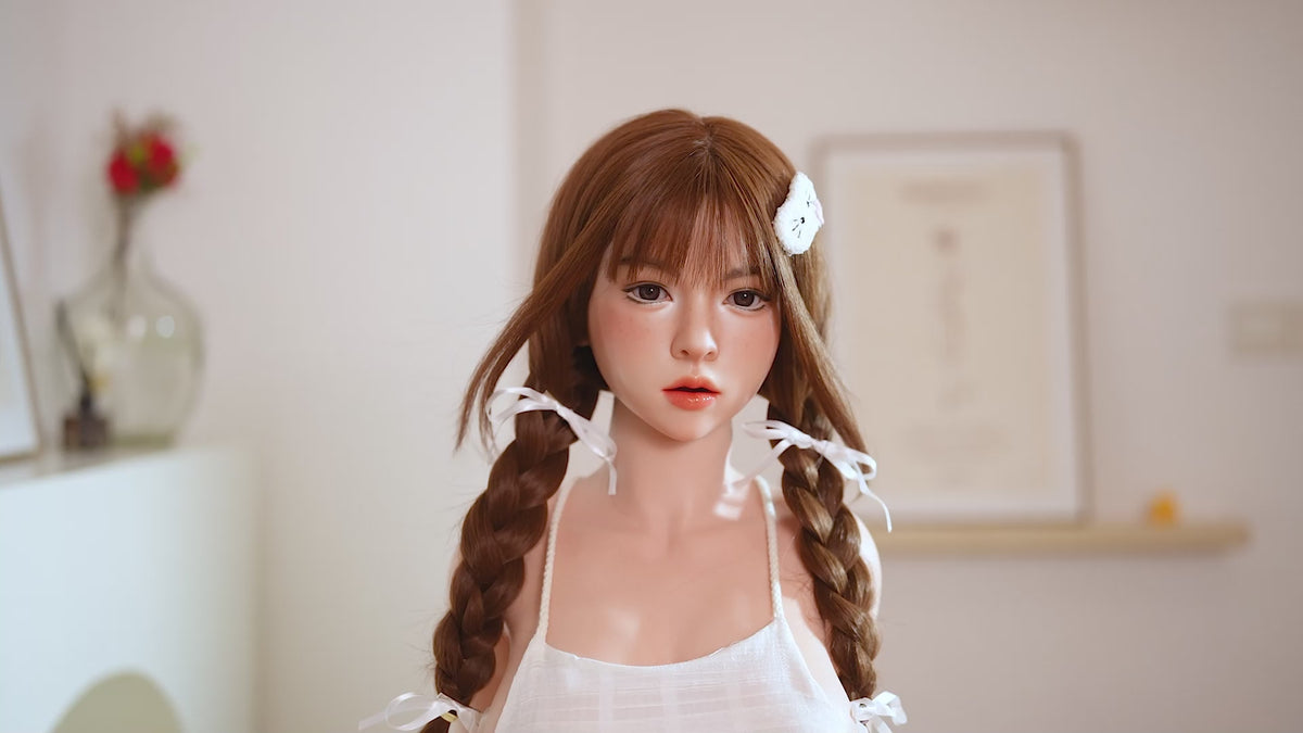 AM-3  Nami-2 151cm D-Cup Silicone Lifesize Cute Braid Girl White Slip Dress Full Body Poseable Companion Doll