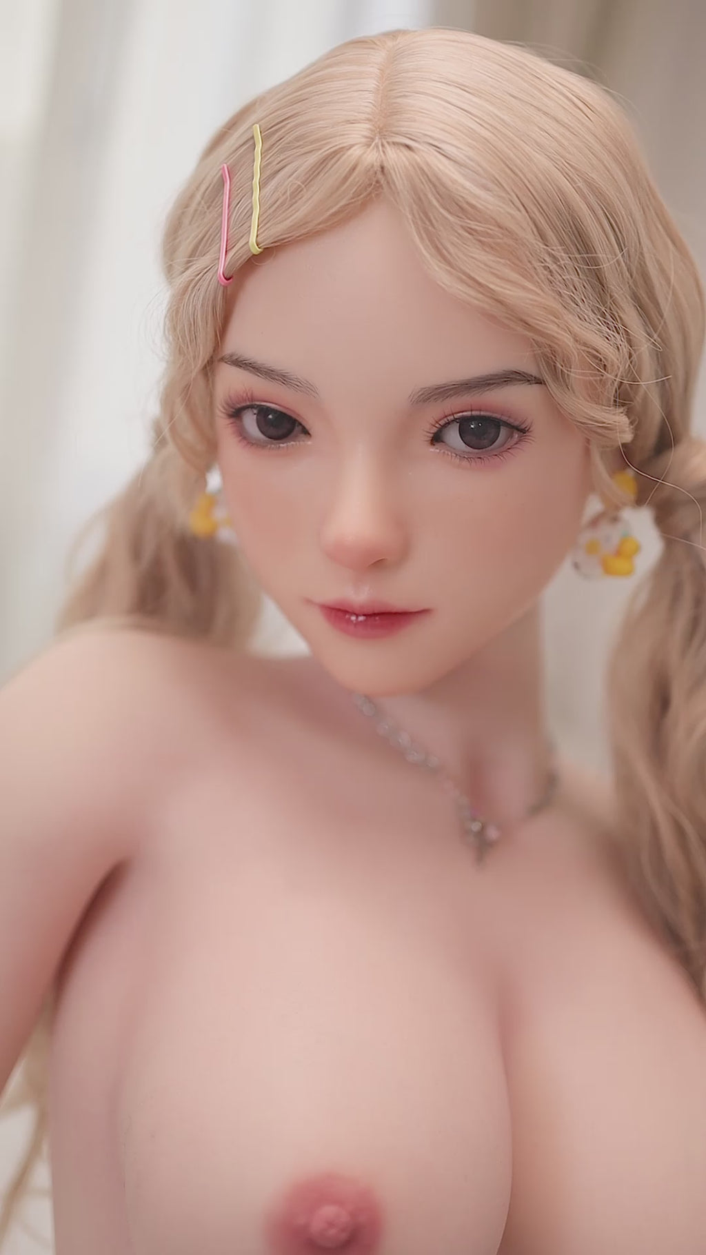 AJ-3  Lumi 154cm F-Cup Silicone Lifesize Casual Blonde Curly Hair Full Body Poseable Companion Doll