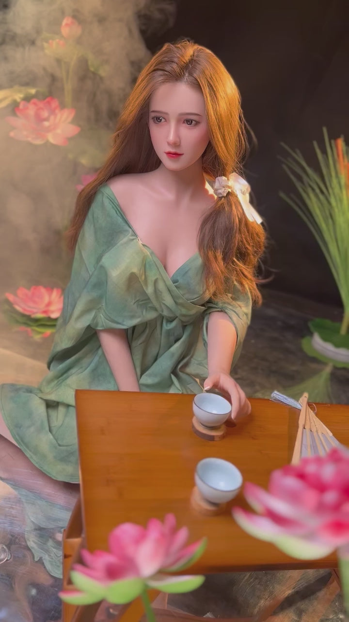 Leah C., Asian, 163cm long-haired, realistic silicone sex doll series.