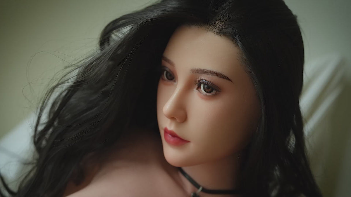 BA-1   Mei  G-Cup Silicone Lifesize Elegant Oriental Style Long Black Wavy Hair Lace Slip Dress Full Body Poseable Companion Doll