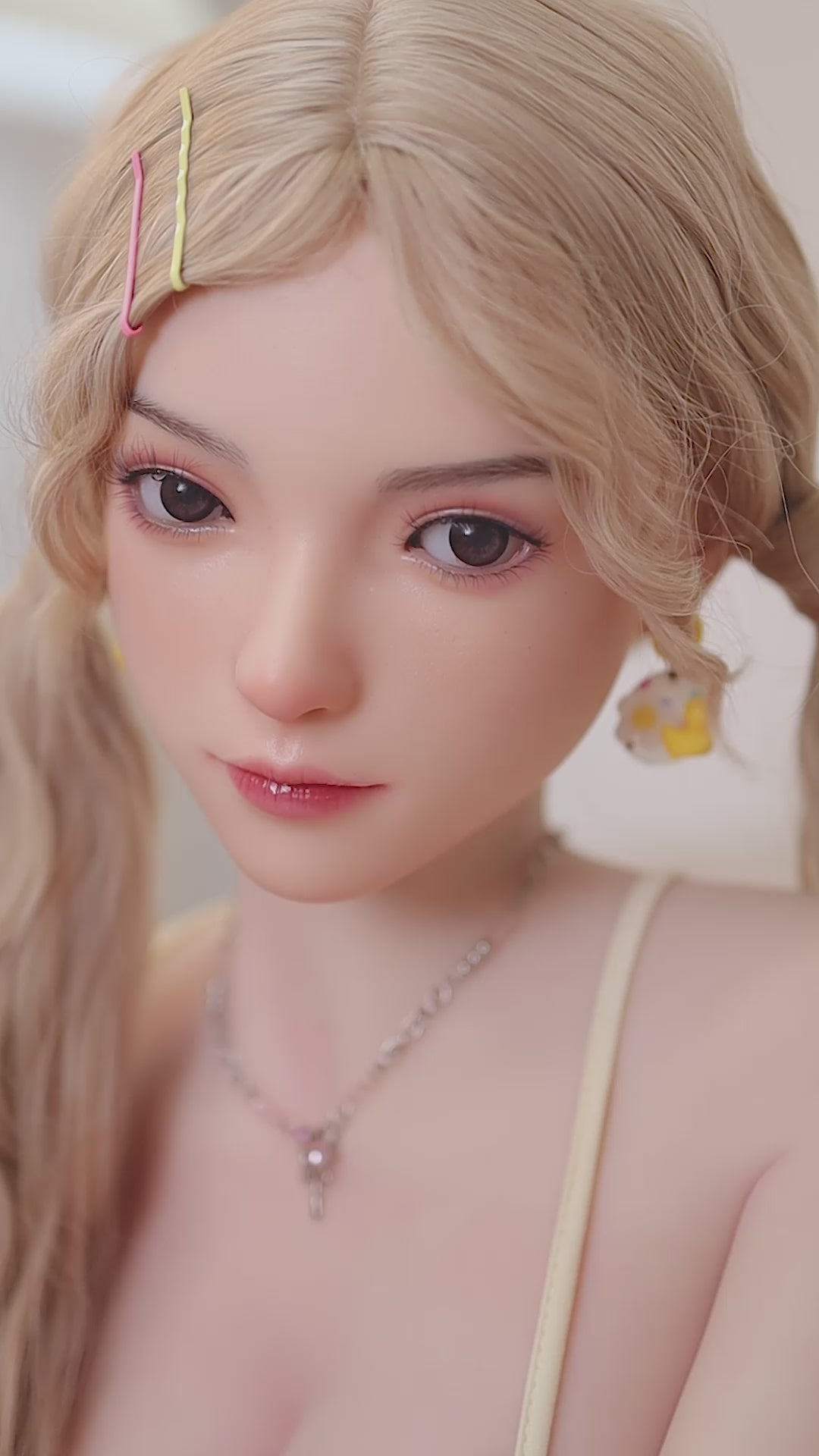AJ-3  Lumi 154cm F-Cup Silicone Lifesize Casual Blonde Curly Hair Full Body Poseable Companion Doll
