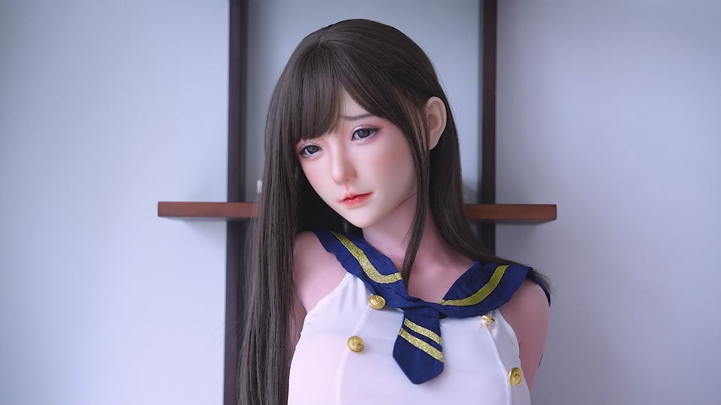 AZ-3   Aoi  D-Cup Silicone Lifesize Japanese Sailor Cosplay Style Long Dark Brown Hair Full Body Poseable Companion Doll